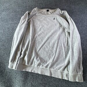 Volcom Somebodys Babe Sweater Mens M Gray Embroidered Diamond Logo Raglan Sleeve